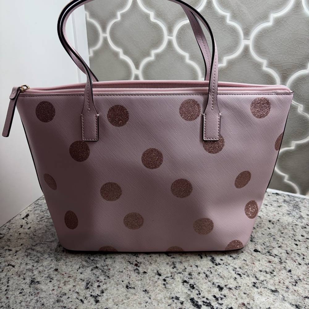 Authentic Kate Spade Pink Polka Dot Small Tote Bag - Picture 2 of 3
